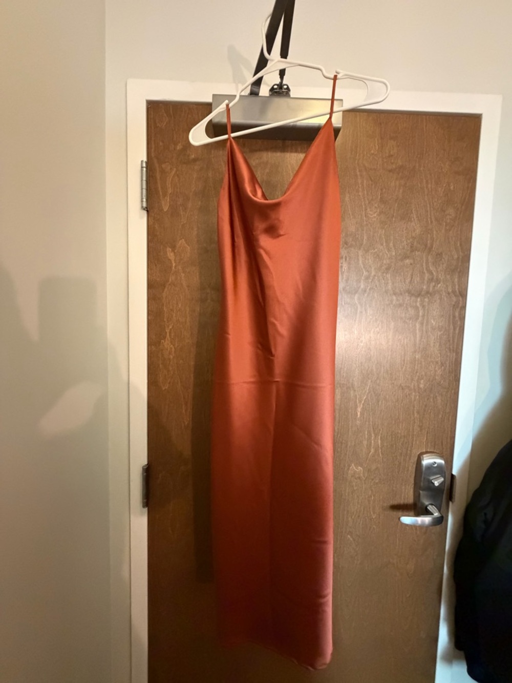 Petal & Pup Satin Slip Midi Dress in Rust